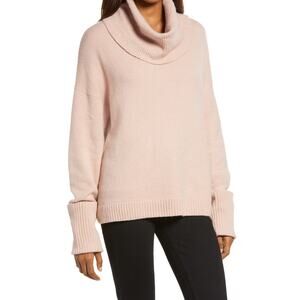 Chelsea 28 Soft Cowl Neck Cuff Sleeve Sweater LARGE in Pink Adobe NWT